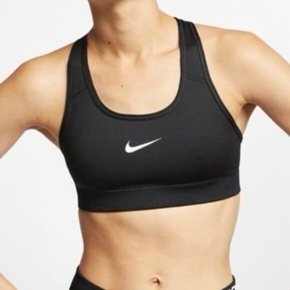 Nike Pro Women's Black Dri-Fit Swoosh Medium Support Sports Bra M - Picture 1 of 6